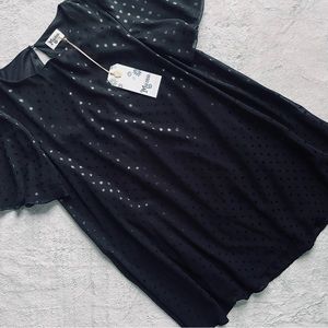 NWT Show Me Your Mumu Jenner Dress Stardust Shimmer Polka Dot Black Large Sz L